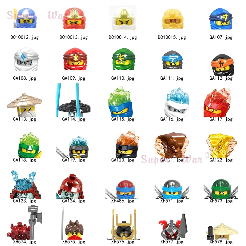 

Single Kai Jay Cole Zane Lloyd Wu Nya Ronin Pythor Chen Clouse Kapau Figures Head accessories Building Blocks toys Series-081
