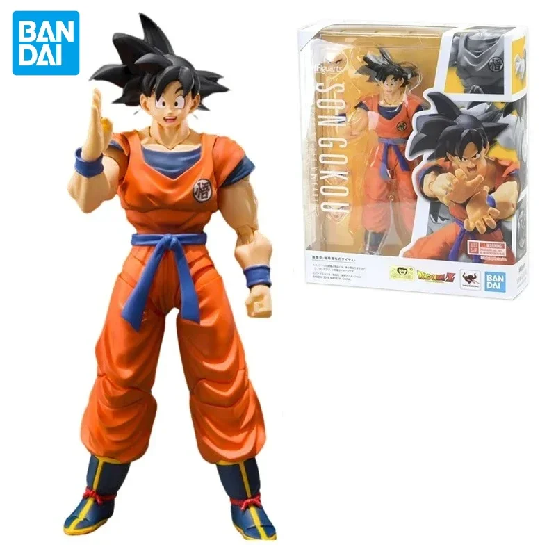 В наличии Подлинная Bandai Dragon Ball Z SHF A Saiyan Raised On Earth Son Goku 2.0 Аниме Фигурка Игрушки