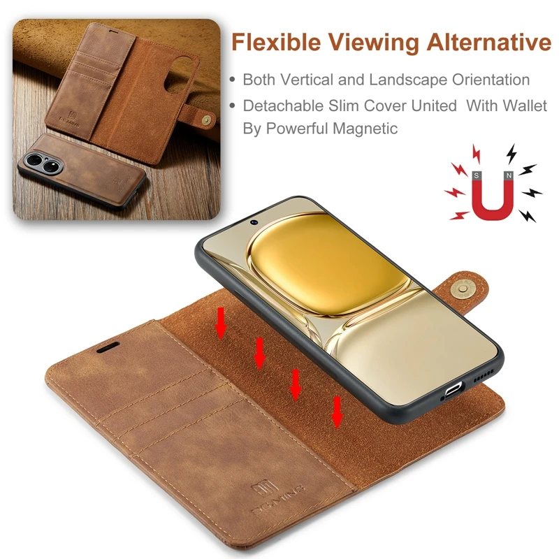 Wallet Phone Case 2 in 1 Split Flip Case for Huawei P50 P50 Pro Huawei P40 P30 P20 Pro Strong Magnetic PU Leather Cover
