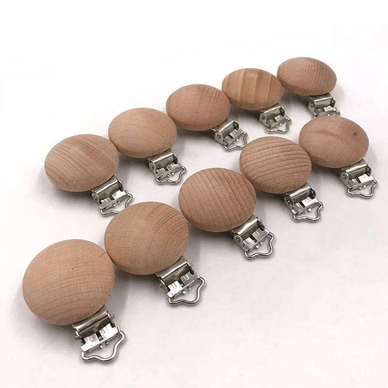 

20pcs Beech Wooden Pacifier Clip Nursing Accessories Beech Pacifier Clips Chewable Teething Diy Dummy Clip Chains Baby Teether