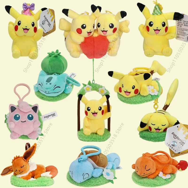 Фото Плюшевый брелок Pokémon из серии «Вечеринка на лугу»: Иви, Пикачу, Сквиртл, Бульбазавр, Джигглипф, Чармандер — кукла-подвеска для рюкзака, подарок №1