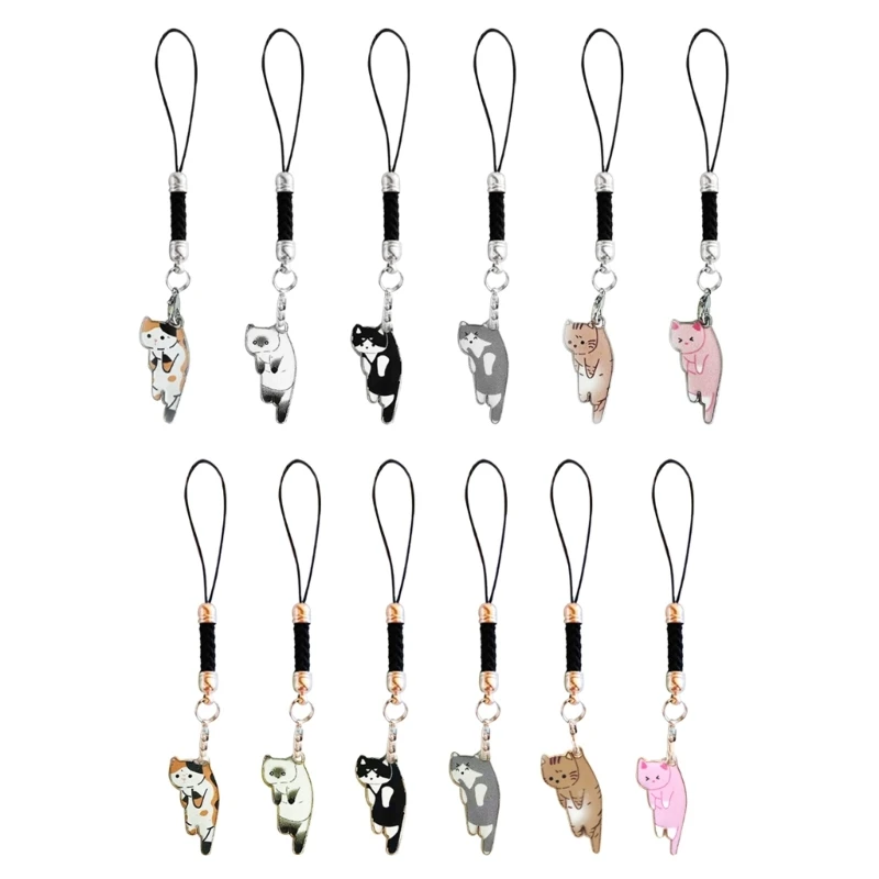 

Cat Phone Charm Lovely Wrist Strap Lanyard Lovely Anti-Lost Phone String Keychain Bag Backpack Decor Aesthetic Dropship
