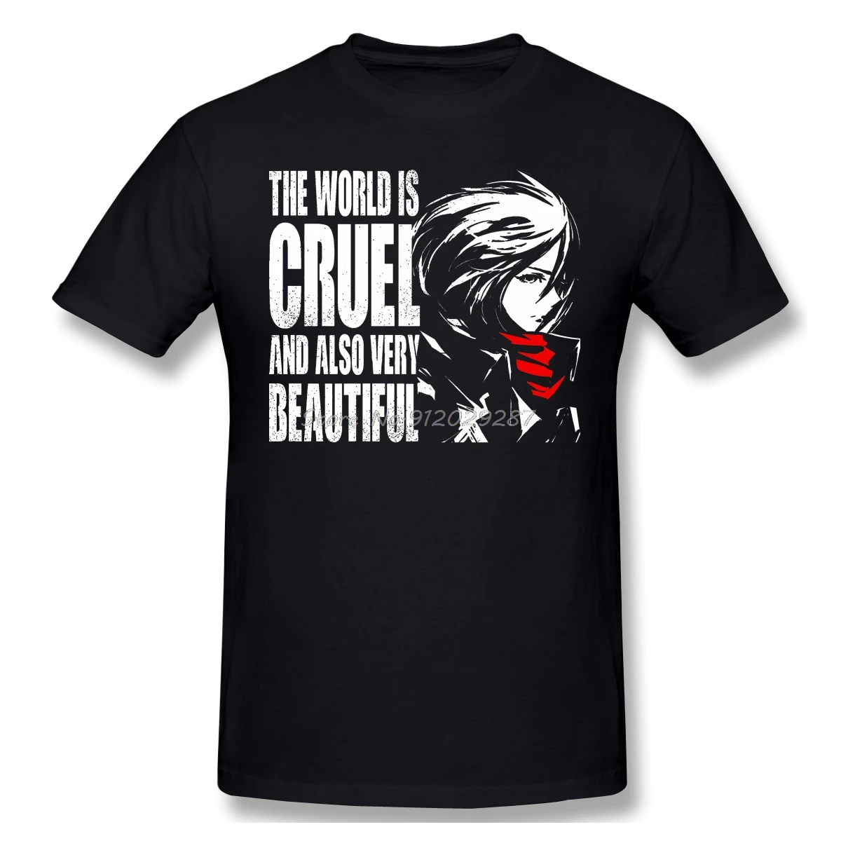 

Men Clothing Attack On Titan T-Shirt The World Is Cruel And Also Very Beautiful Design Short Sleeve Tees Streetwear Harajuku