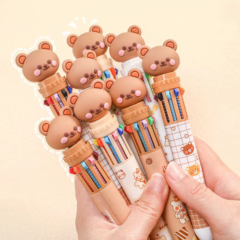 

4Pcs Cute Bear Ten Colors Ballpoint Pen Treat Kids Birthday Party Favors Wedding Bridesmaid Guest Gift Girl Pinata Fill Giveaway