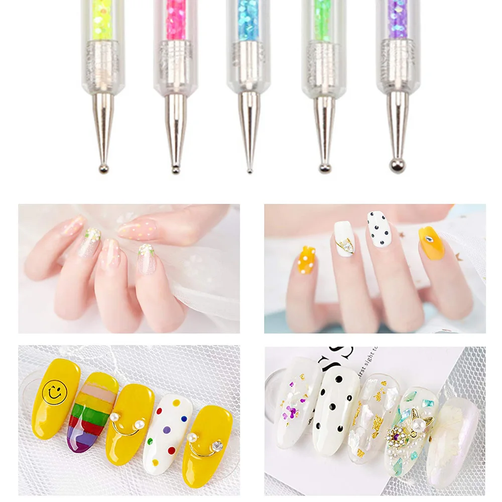 5 шт./компл. Двусторонняя ручка для дизайна ногтей точечная акриловой живописи