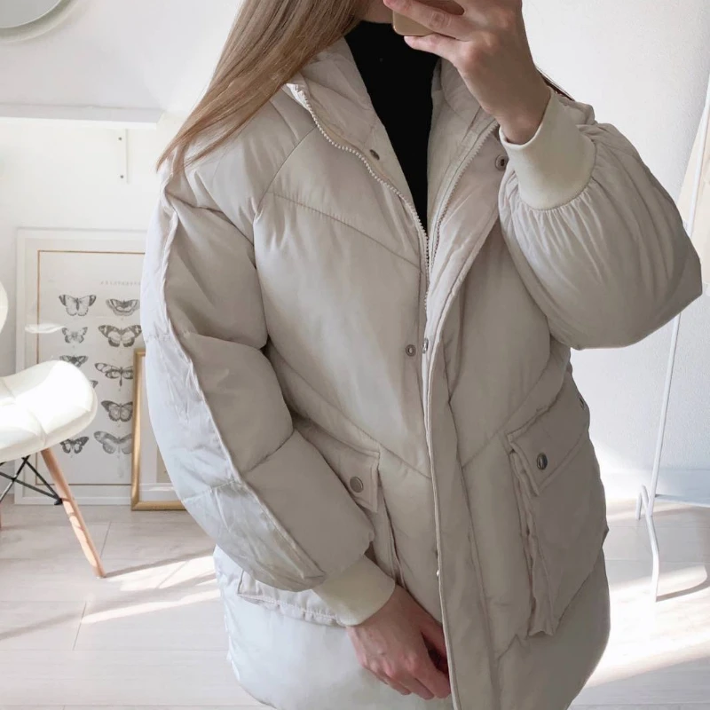 2023 Korean Loose Puffer Jacket Oversize Women's Short Winter Female Coat Women Thickened Parka Feminina Harajuku Outerwear Hood