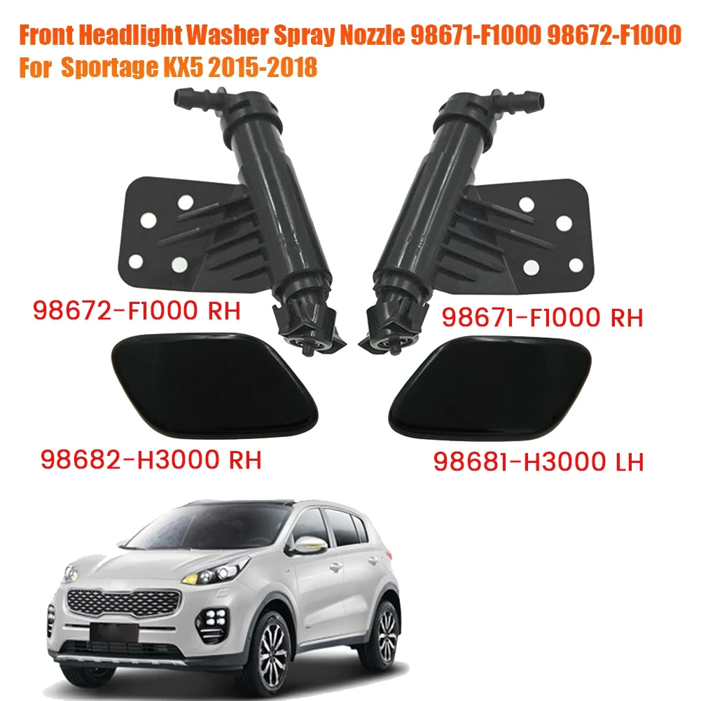 

1Set Headlight Washer Spray Jet Nozzle + Headlight Washer Retractor Cover Cap for Kia Sportage KX5 2015-2018 98671-F1000