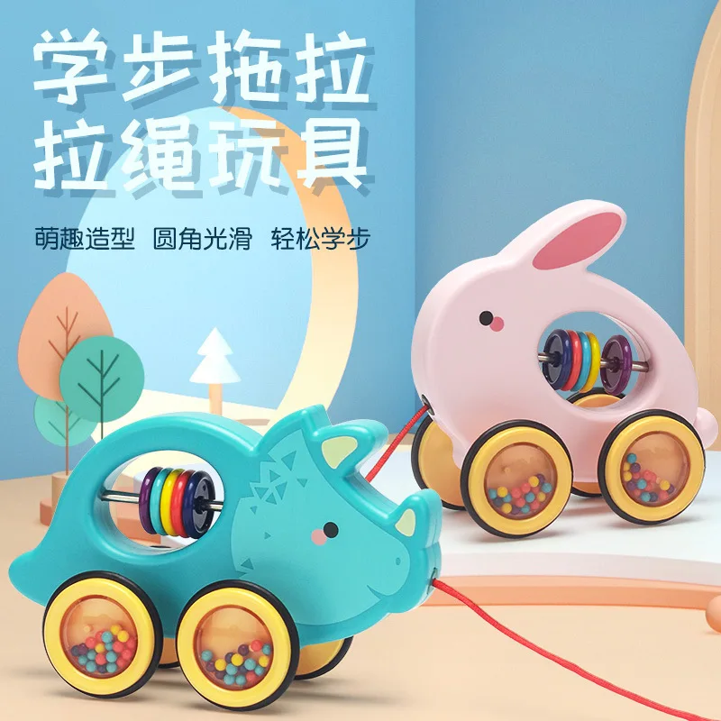 

Детский игрушечный автомобиль, ручная тянущаяся веревка, тянущаяся машинка для животных, детский сад, детская головоломка для раннего разв...