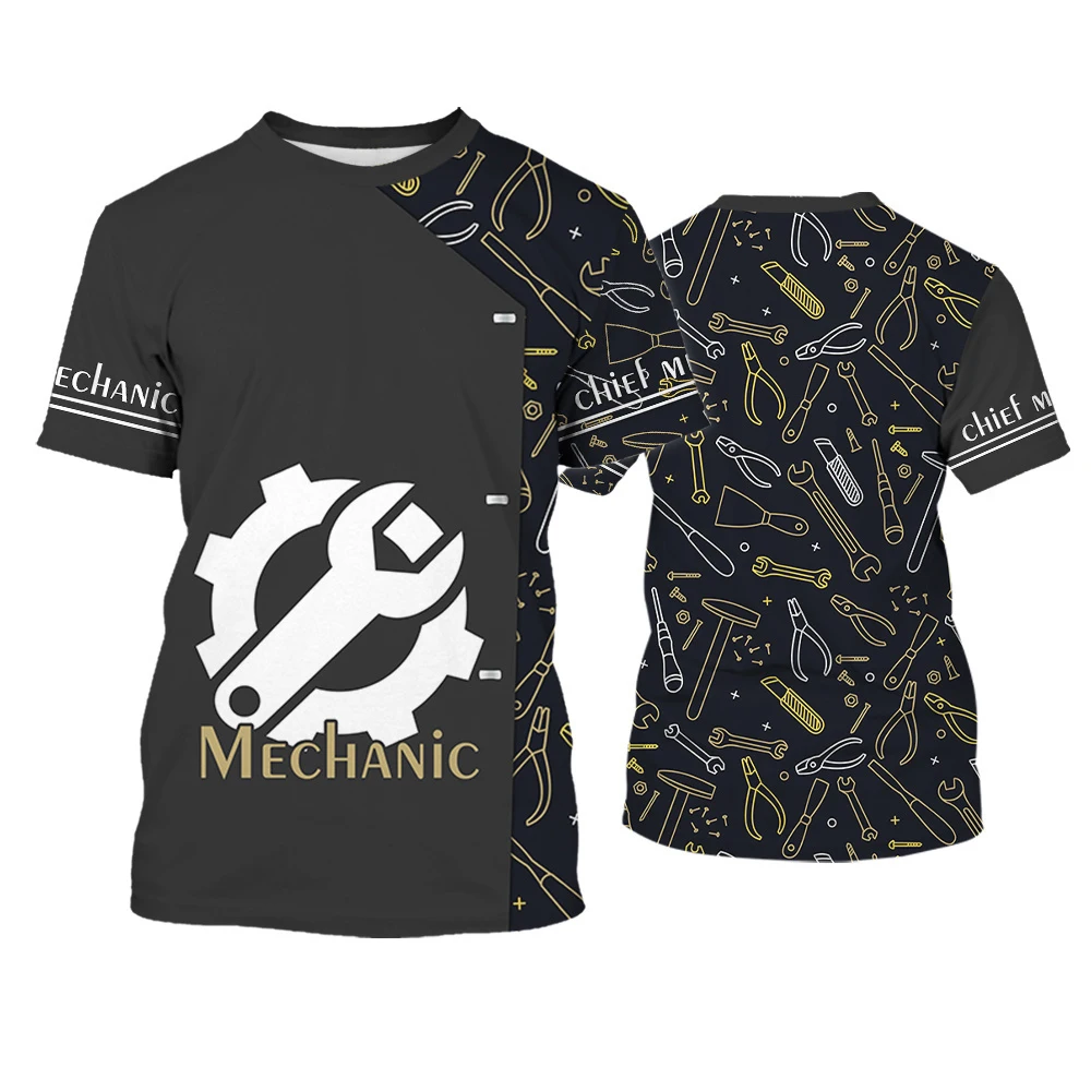 

Chief Mechanic T-Shirts Mechanical 3D Print Men Women Fashion Oversized Short Sleeve T Shirt Cosplay Tees Tops Uniform Clothing
