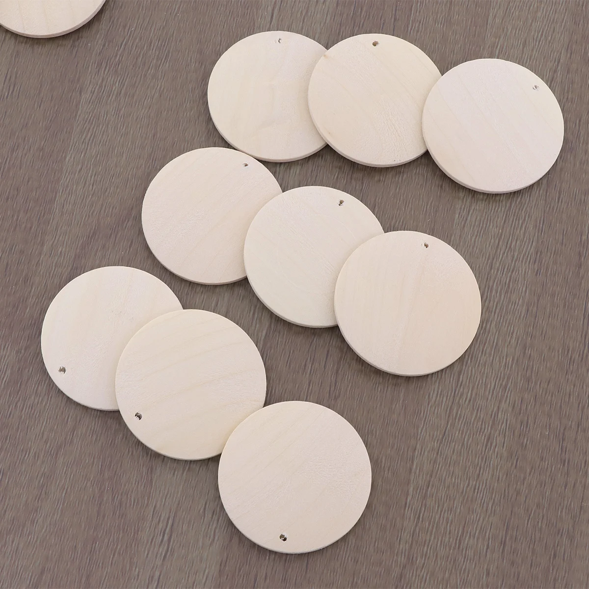 

50pcs Round Wooden Pieces 4cm DIY Craft Wood Piece with Hole for Crafts Project