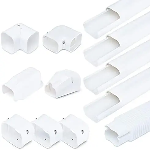 

Mini Split AC Line Set Cover Kit, 3" Decorative White Professional Grade PVC Kit Provides 15 FT Line Coverage for Ductless M