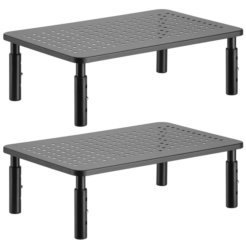 

2X Monitor Stand Riser For Computer, Laptop, Printer, Notebook And Screen Display With Vented Metal Platform