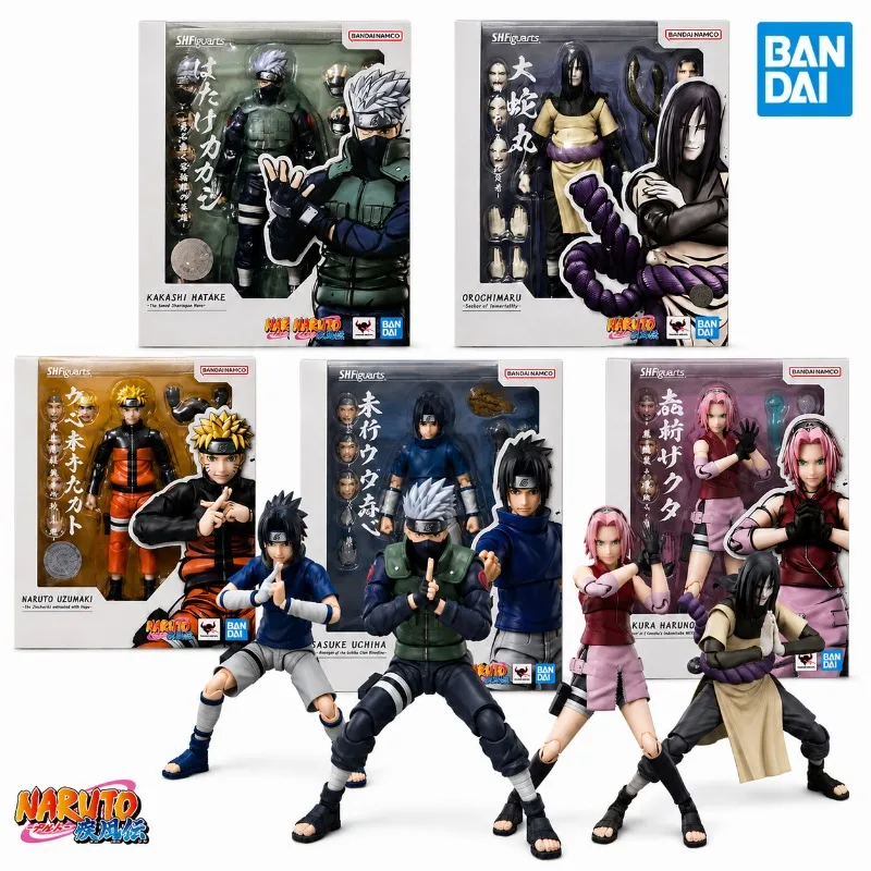 Фото Оригинальные подвижные фигурки Bandai SHF по аниме Наруто: Узумаки, Саске, Какаши, Сакура, Орочимару №1