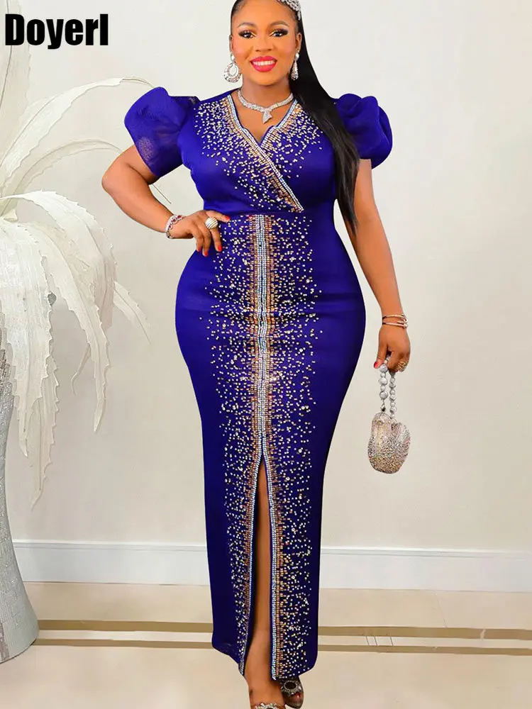 

Женское блестящее вечернее платье с разрезом спереди и высокой талией