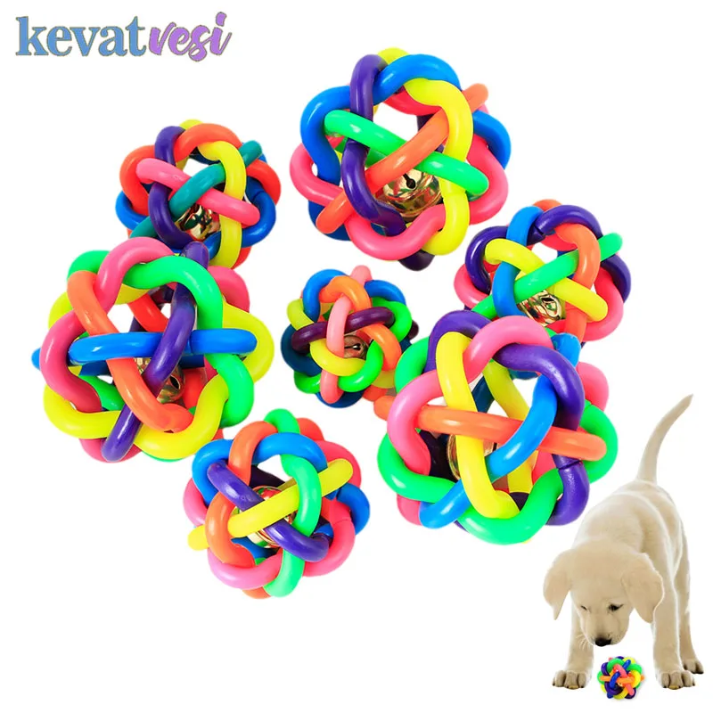 

Dog Toys Colorful Rubber Ball with Bell Funny Puppy Ball Toy Chew Toy for Small Dogs Chihuahua Training Interactive Dog Supplies