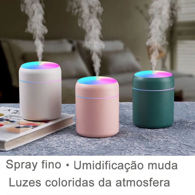 

Umidificador Doméstico Silencioso Luz Colorida LED Spray Usb 220ml