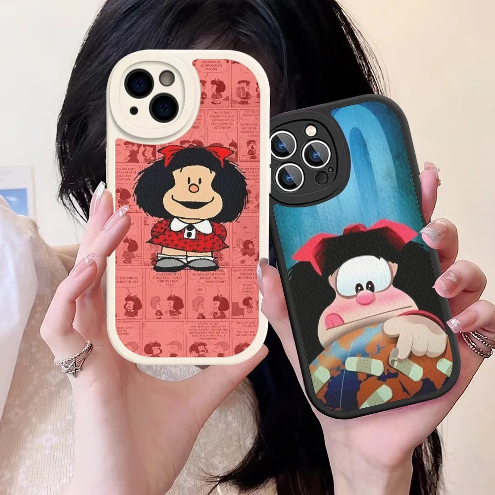 

Mafalda Phone Case Hard Leather For iPhone 14 13 12 Mini 11 14 Pro Max Xs X Xr 7 8 Plus Fundas