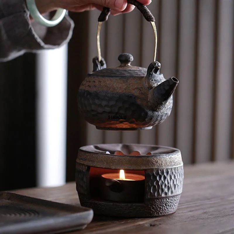 Japanese Stoneware Handmade Teapot Warmer Ceramic Retro Tea Warmer Candle Holder Kettle Holder Tea Stove Kung Fu Teapot