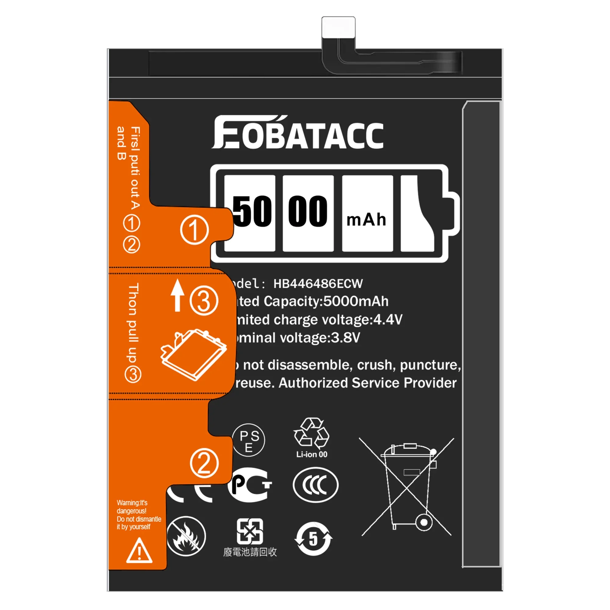 EOATABACC Совершенно новый HB 446486 Сменный аккумулятор ECW 5000 мАч для HUAWEI P Smart Pro/Y9 Prime 2019/Y9P
