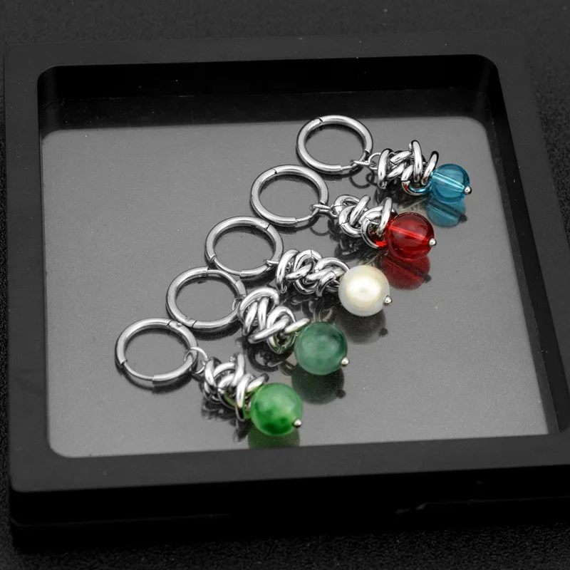 

Stainless Steel Round Bead Earrings For Men And Women's Jewelry Punk Dark Earrings