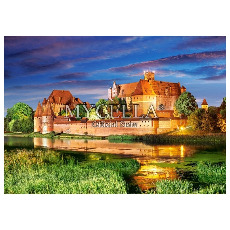 

5d Diy Diamond Painting Malbork Castle, Poland Palace Christmas Gift landscape Diamond Embroidery Cross Stitch Mosaic Home Decor
