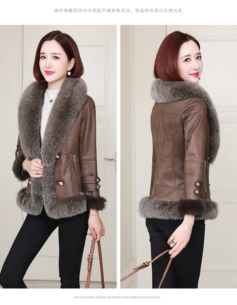 Женское зимнее пальто из натуральной кроличьей кожи с воротником лисьего меха