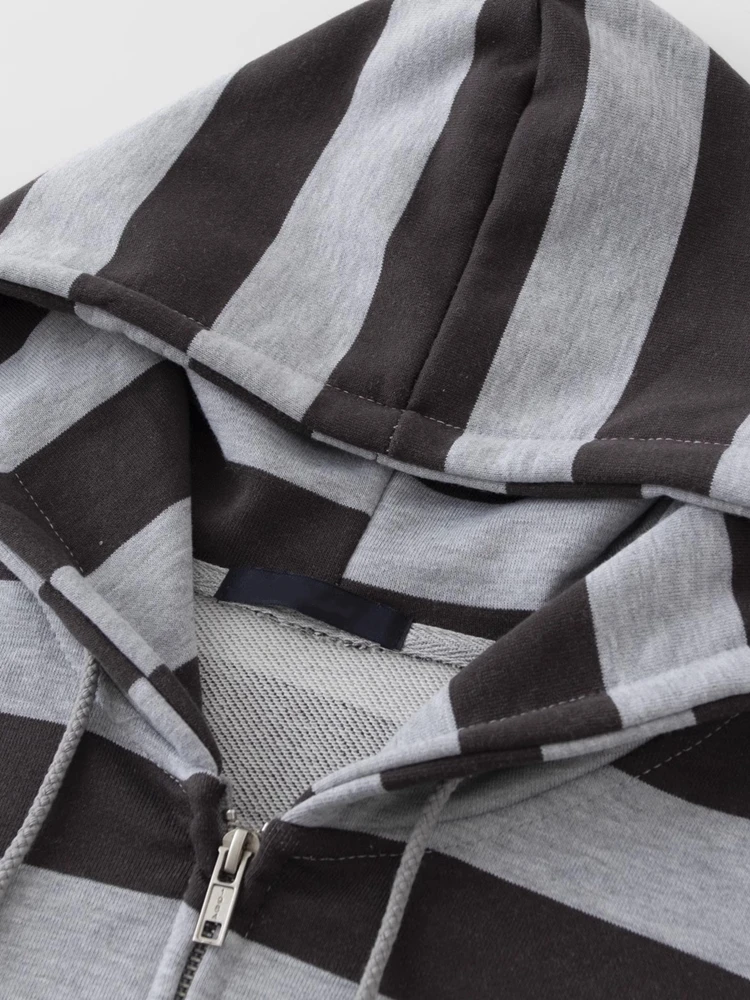 Женский свитшот в полоску PUWD повседневный на молнии осень 2023 винтажный Топ с