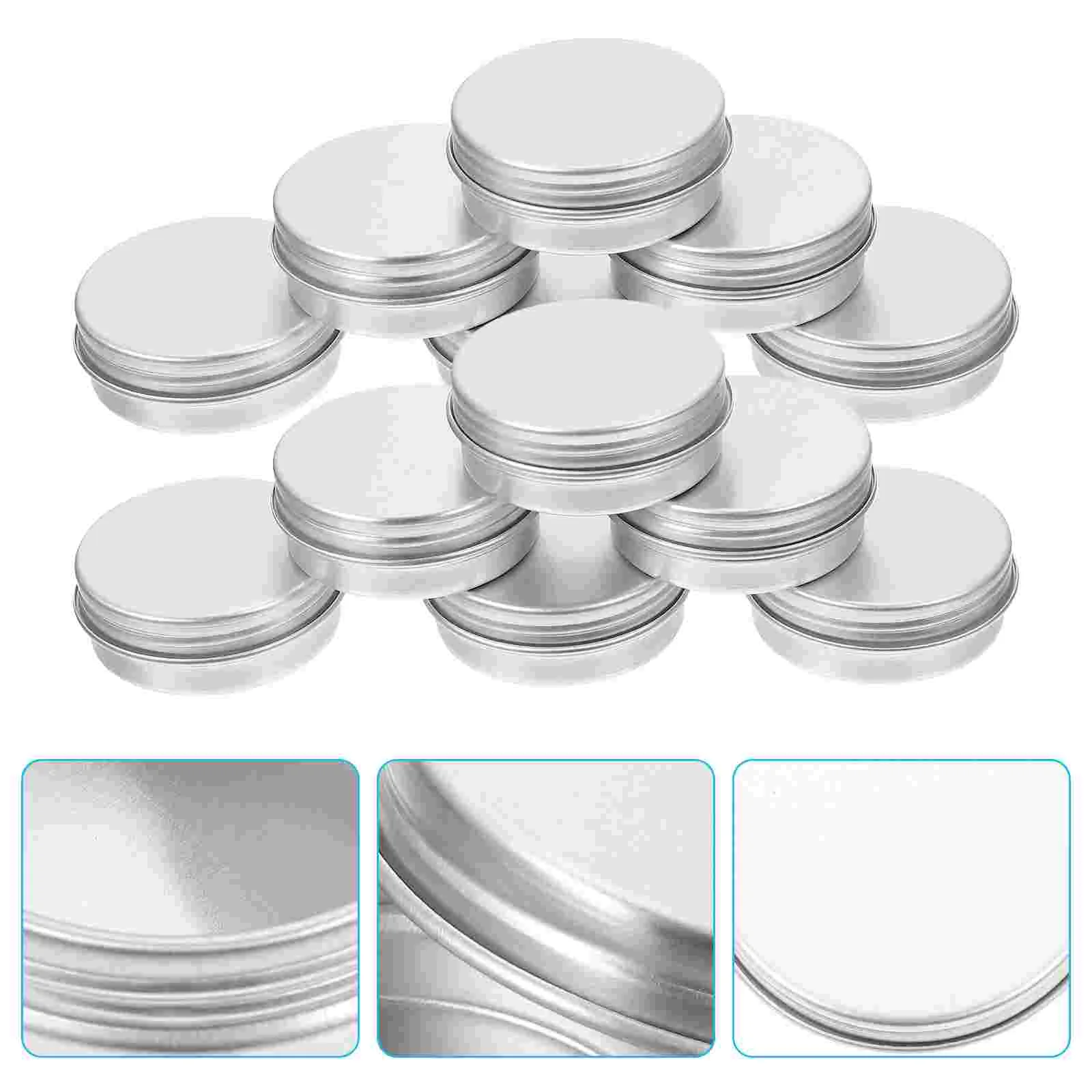 

50 Pcs Terrarium Glass Containers Round Aluminum Box Cosmetics Sub Storage Tank Holder Makeup Sample Plastic jar with lid