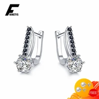 fashion 925 silver jewelry earrings with obsidian zircon gemstone drop earring for women wedding engagement party gift accessory