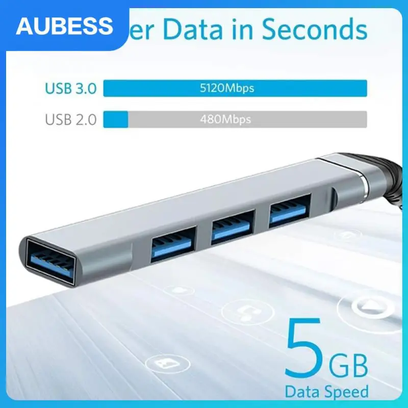 

5gpbs Usb 3.0 Type-c Hub Small 4 Port Multi Splitter Adapter Usb3.0 Laptop Converter Portable For Macbook