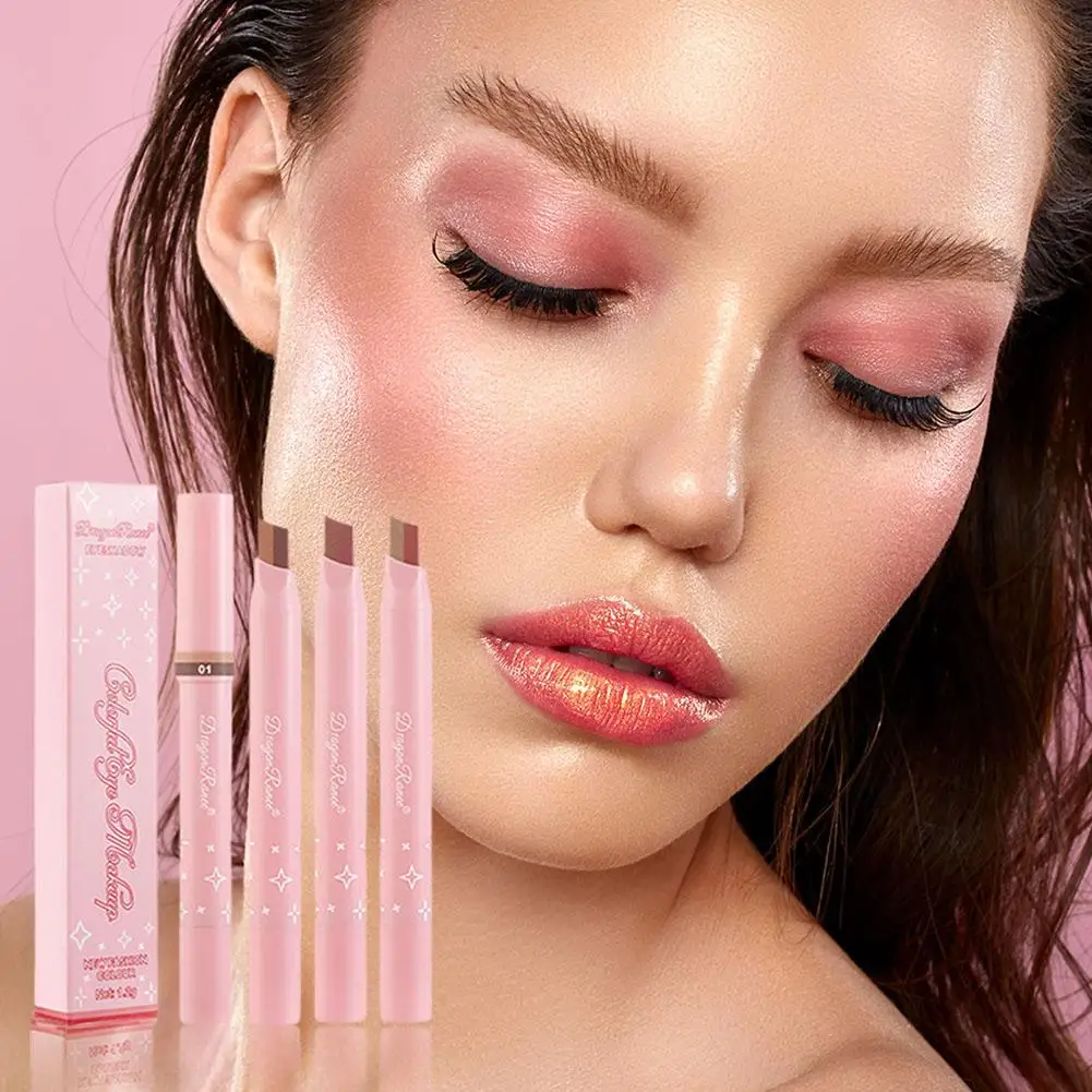 2 в 1 Перламутровые тени для век водостойкие двухцветные с шелкографией блестящие