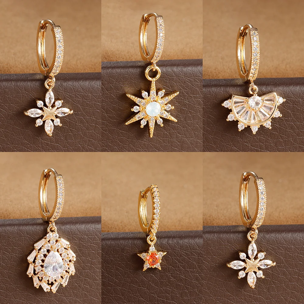 1 шт. модные темпераментные простые серьги нишевой дизайн Цирконий звезды