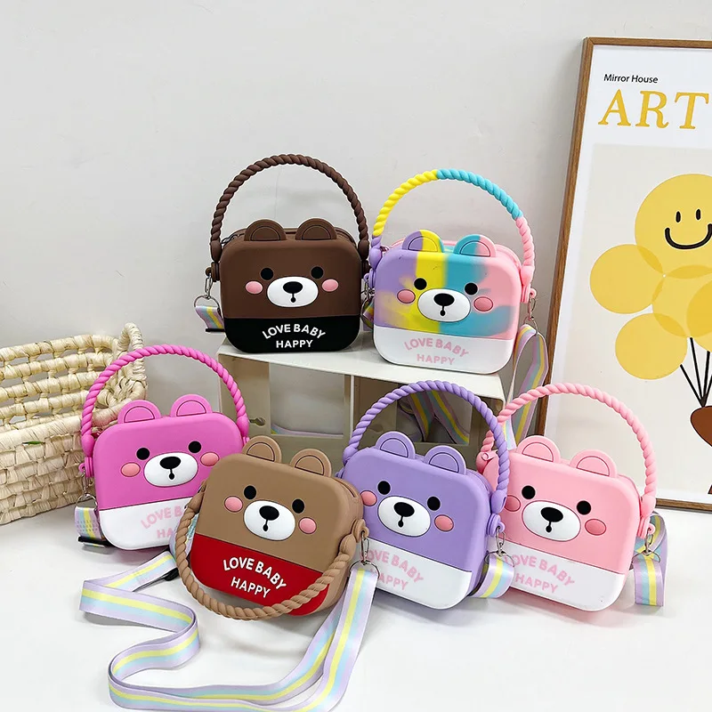 2023 New Children's Lunch Pack Little Girl Carrying Purse Baby Silicone Cartoon Handbag Shoulder Cross-Body Kids Accessories Bag