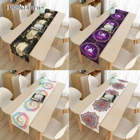 muslim style linen ramadan printed table runner flag dining kitchen tablecloth party table cover home decor