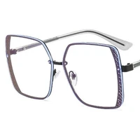 women anti blue light glasses hollow design eyeglasses square spectacles clear lens eyewear oversize frame ornamental