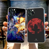 itachi skunk sasuke anime phone case for iphone 11 12 13 pro max xr xs x 8 7 se 2020 plus cute shockproof clear tpu cover naruto