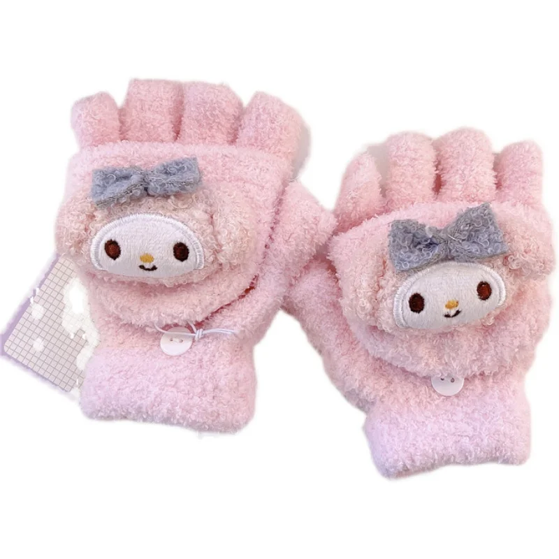 

Takara Tomy Winter Plush Fingerless Flip Warm Gloves Writing Windproof Knitted Gloves