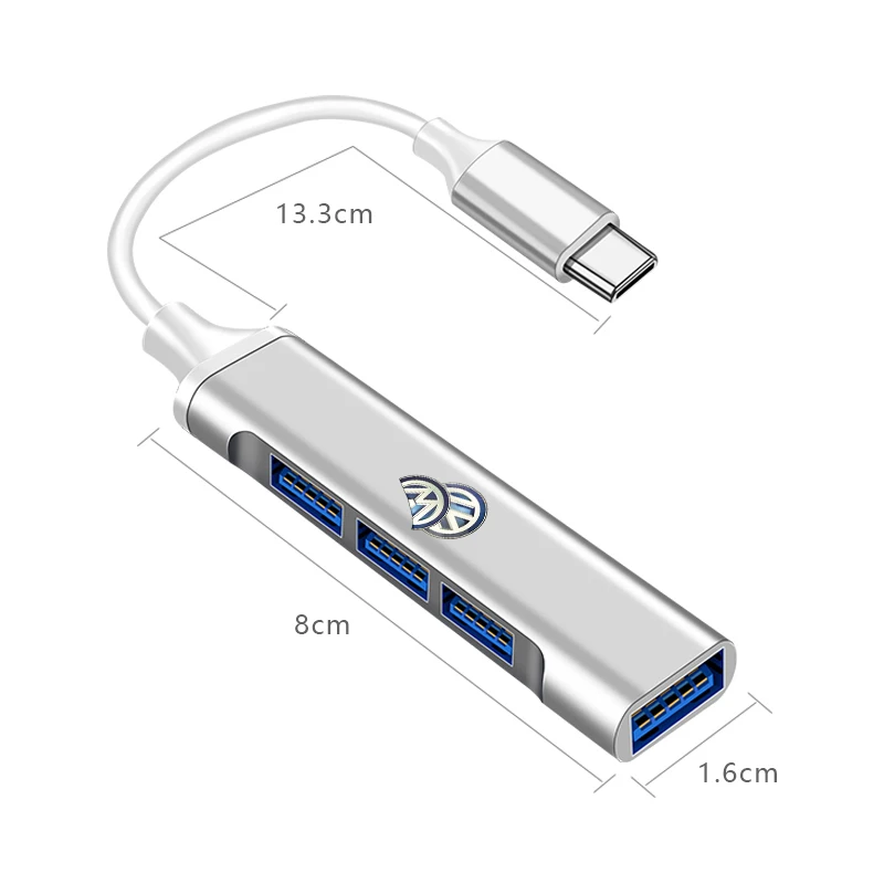 Фото Горячая новинка 2026: 4-портовый USB-хаб высокоскоростной Type-C, мультиразветвитель-адаптер для Volkswagen VW Golf 4 7 MK3 4 7 Touran Polo №5