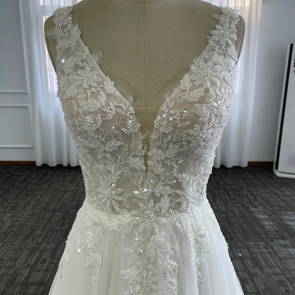 Женское свадебное платье без рукавов кружевное ТРАПЕЦИЕВИДНОЕ ПЛАТЬЕ С