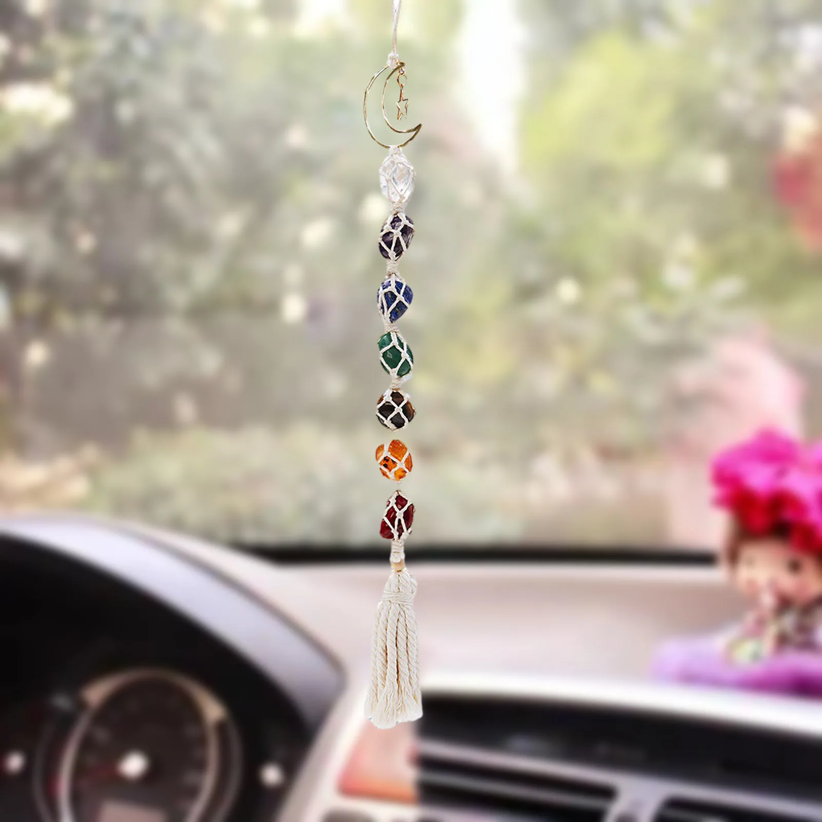 

7 Chakras Stones Healing Crystals Car Hangings Tumbled Gemstones Meditation Hangings Ornament Tree Memorial Hangings Pendant