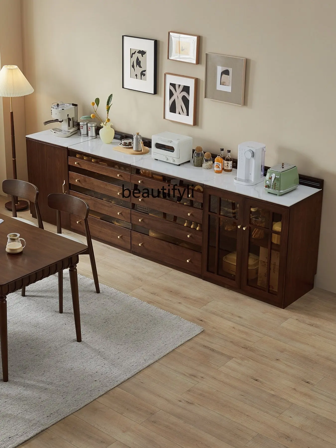 

Solid Wood Sideboard Living Room Combination Storage Cabinet Tea Cabinet Storage Cabinet Wine Cabinet Home Locker