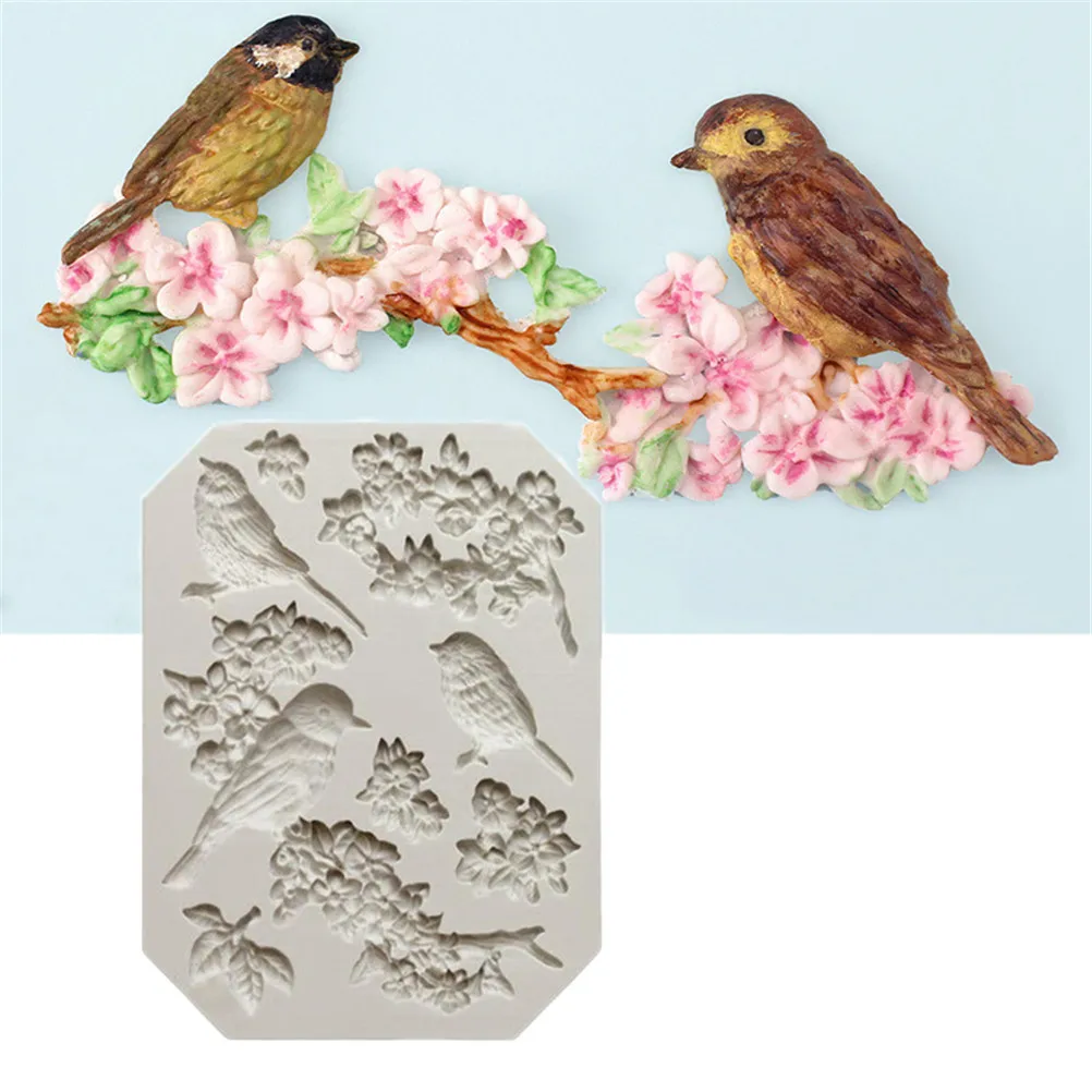 

1Pc Diy Magpie Butterfly Bird And Flower Silicone Fondant Mold Flipping Cake Decor Tools Chocolate Gumpaste Baking Mold