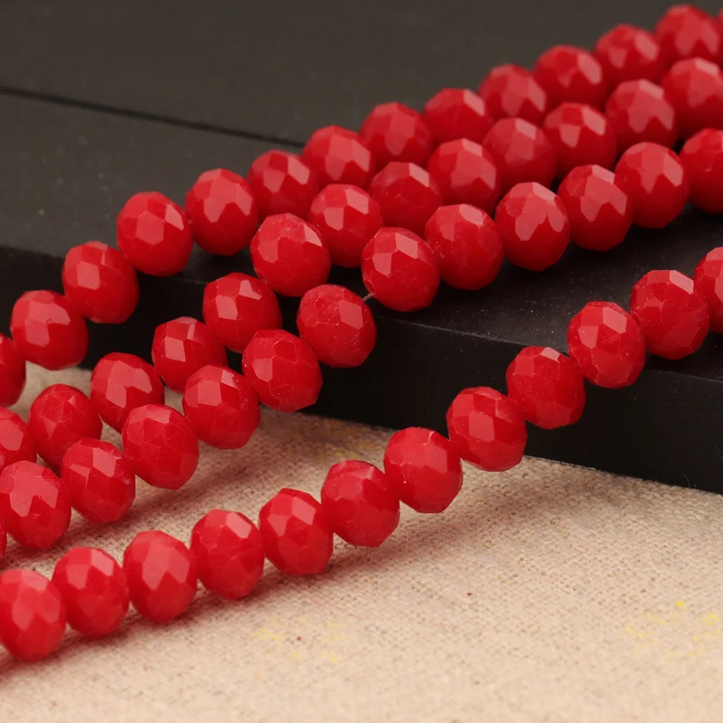 

10-50pcs Porcelain Red Rondelle Faceted Crystal Glass 3mm 4mm 6mm 8mm 10mm 12mm Loose Spacer Beads for DIY Jewelry Making