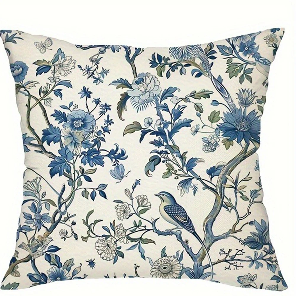 

Декоративная наволочка Blue Floral Bird Pattern