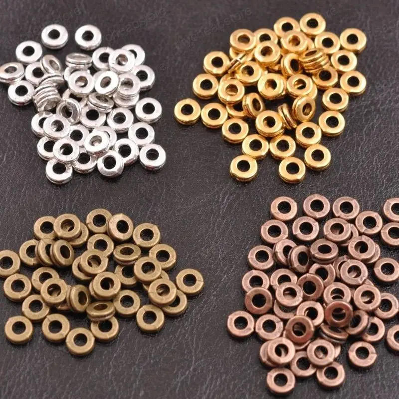 

100Pcs Round Spacer Tibetan Silver Metal Beads for Jewelry Making DIY Jewelry Findings Pendant Charms for Bracelet Making