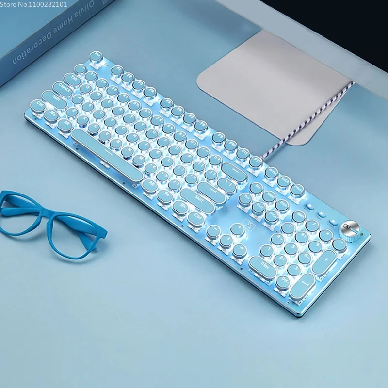

Gaming Keyboard Wired Fashion Ergonomic Mechanical Keyboard Gamer LED Backlit 104keys Computer Keyboards for PC Laptop Games A