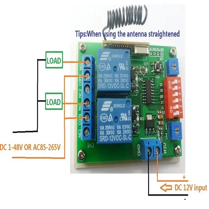 1TX + 4RX DC 12 В 433 Гц RF Регулируемый таймер задержки Беспроводной пульт