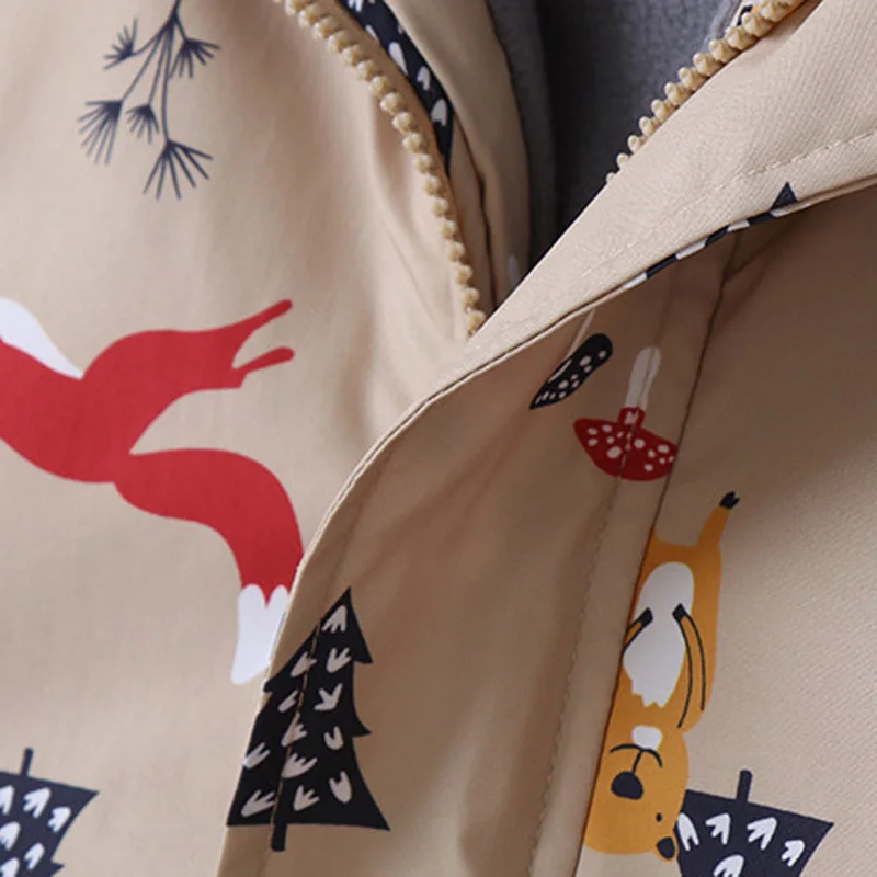 Детское пальто IYEAL детская одежда с принтом животных теплая бархатная