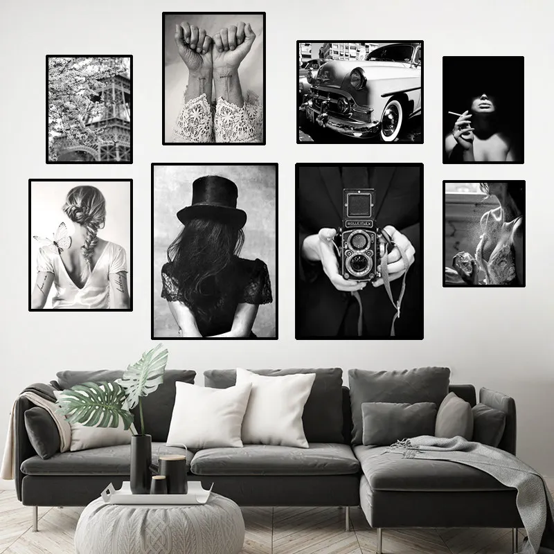 

Красивая девушка, фотографии женщины, плакат, печать, современный черный, белый пейзаж, искусство, декор на стену, живопись HD0150