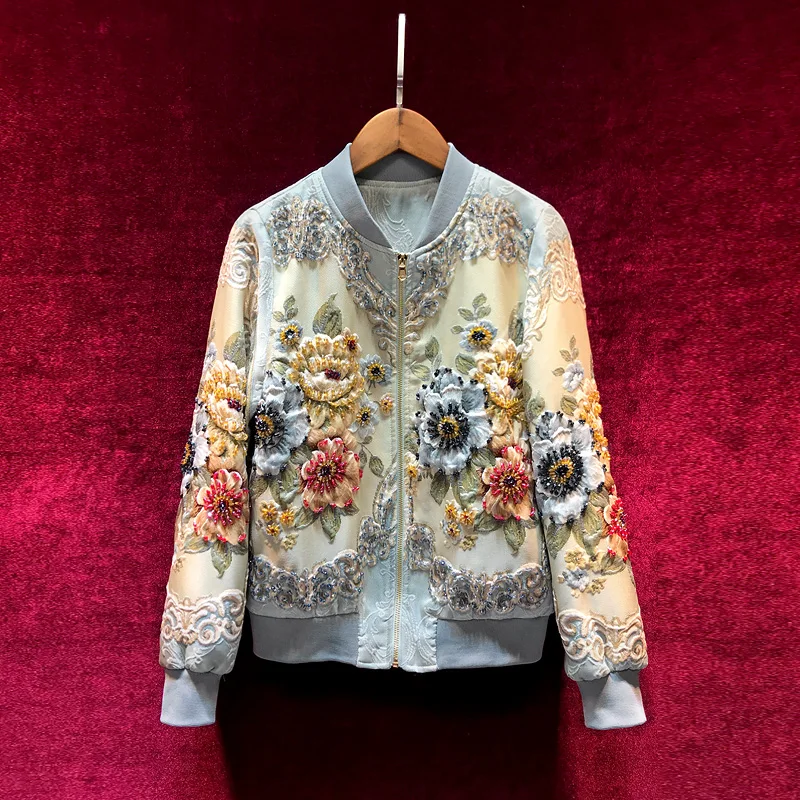 

Женская бейсбольная куртка, подиумная винтажная жаккардовая короткая куртка с золотистой линией и вышивкой, осень-весна